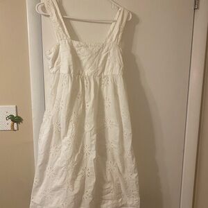 Banana Republic White Sleeveless Square Neck Sundress